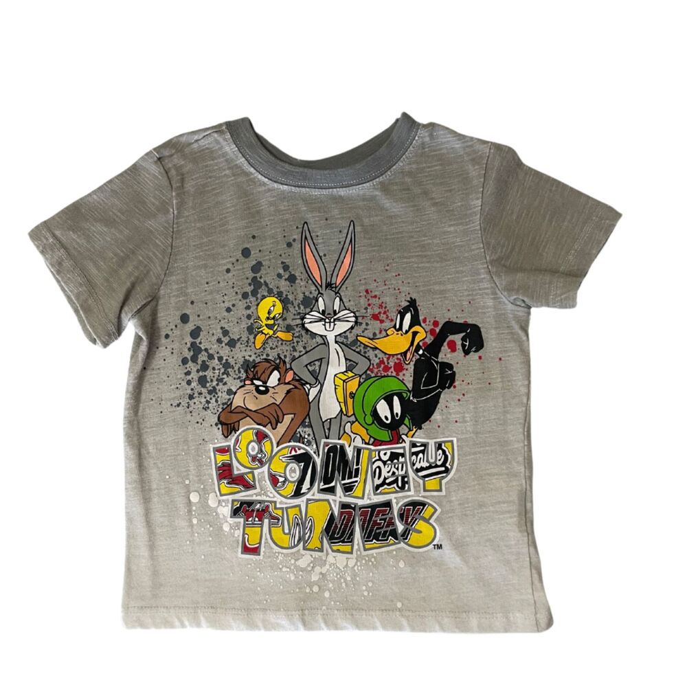 Boy's Casual Tees Looney Tunes T-Shirt Short Sleeves Gray 4T